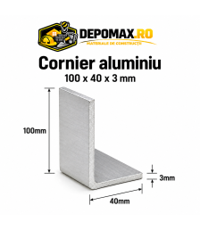 Cornier aluminiu 100 x 40 x 3 mm, 6 metri (EN AW-6060)